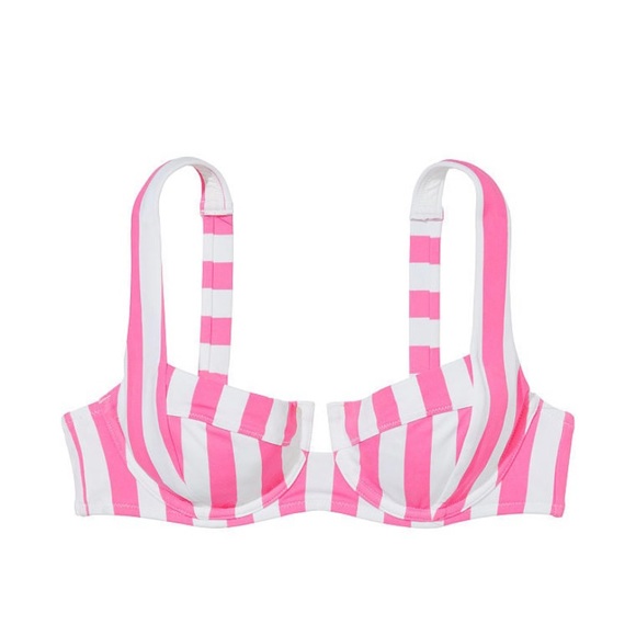 NWT Light Pink and White VS Striped Underwire Bikini Top - 34C - Picture 4 of 6
